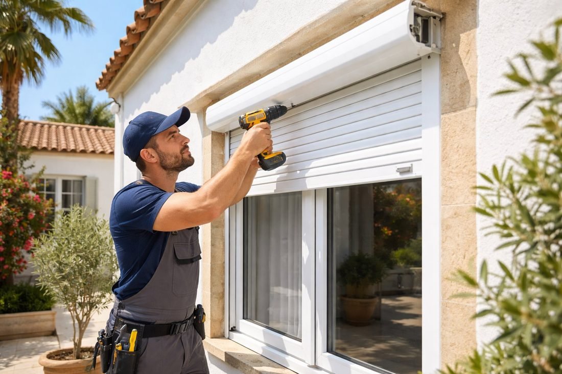 Interior de apartamento turístico en Salou con persiana motorizada bajada parcialmente