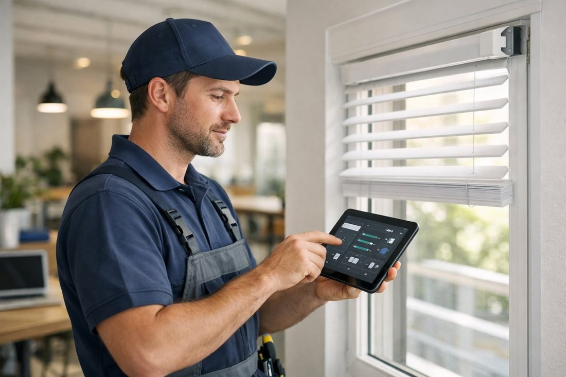 Persiana metálica de grandes dimensiones en nave industrial